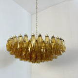 Murano-Style Poliedri Faceted Amber Glass Chandelier