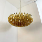 Murano-Style Poliedri Faceted Amber Glass Chandelier