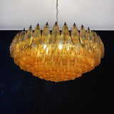 Murano-Style Poliedri Faceted Amber Glass Chandelier