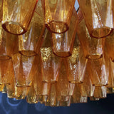 Murano-Style Poliedri Faceted Amber Glass Chandelier