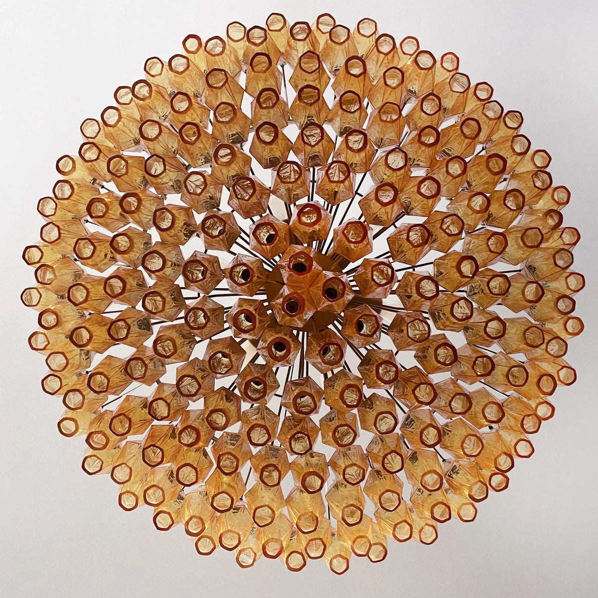 Murano-Style Poliedri Faceted Amber Glass Chandelier