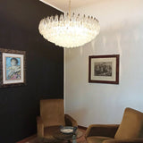 Murano-Style Poliedri Faceted Transparent Glass Chandelier