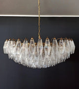 Murano-Style Poliedri Faceted Transparent Glass Chandelier