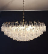 Murano-Style Poliedri Faceted Transparent Glass Chandelier