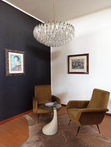 Murano-Style Poliedri Faceted Transparent Glass Chandelier