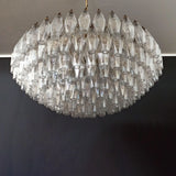 Murano-Style Poliedri Faceted Transparent Glass Chandelier
