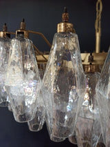 Murano-Style Poliedri Faceted Transparent Glass Chandelier