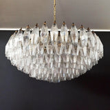 Murano-Style Poliedri Faceted Transparent Glass Chandelier