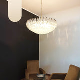 Murano-Style Poliedri Faceted Transparent Glass Chandelier