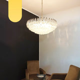 Murano-Style Poliedri Faceted Transparent Glass Chandelier