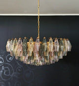 Murano-Style Poliedri Faceted Multicolor Glass Chandelier