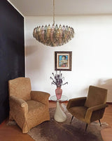 Murano-Style Poliedri Faceted Multicolor Glass Chandelier