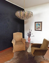 Murano-Style Poliedri Faceted Multicolor Glass Chandelier