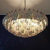 Murano-Style Poliedri Faceted Multicolor Glass Chandelier