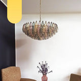 Murano-Style Poliedri Faceted Multicolor Glass Chandelier