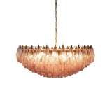 Pink Murano-Style Poliedri Rhombus Faceted Glass Chandelier