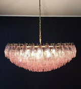 Pink Murano-Style Poliedri Rhombus Faceted Glass Chandelier