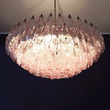 Pink Murano-Style Poliedri Rhombus Faceted Glass Chandelier