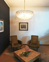 Pink Murano-Style Poliedri Rhombus Faceted Glass Chandelier