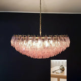 Pink Murano-Style Poliedri Rhombus Faceted Glass Chandelier