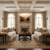 Pink Murano-Style Poliedri Rhombus Faceted Glass Chandelier