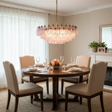 Pink Murano-Style Poliedri Rhombus Faceted Glass Chandelier