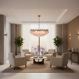 Pink Murano-Style Poliedri Rhombus Faceted Glass Chandelier