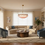 Pink Murano-Style Poliedri Rhombus Faceted Glass Chandelier
