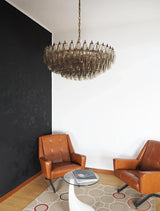 Murano-Style Poliedri Faceted Smoked Glass Chandelier
