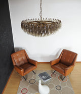 Murano-Style Poliedri Faceted Smoked Glass Chandelier