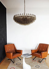 Murano-Style Poliedri Faceted Smoked Glass Chandelier
