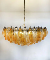 Murano-Style Poliedri Faceted Transparent Amber Glass Chandelier