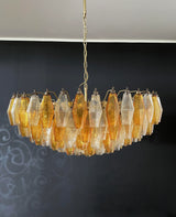 Murano-Style Poliedri Faceted Transparent Amber Glass Chandelier