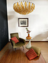 Murano-Style Poliedri Faceted Transparent Amber Glass Chandelier