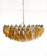 Murano-Style Poliedri Faceted Transparent Amber Glass Chandelier