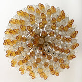 Murano-Style Poliedri Faceted Transparent Amber Glass Chandelier