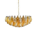 Murano-Style Poliedri Faceted Transparent Amber Glass Chandelier