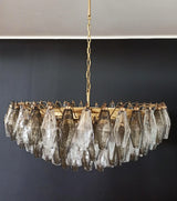 Murano-Style Poliedri Faceted Transparent Smoked Glass Chandelier