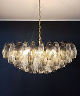 Murano-Style Poliedri Faceted Transparent Smoked Glass Chandelier