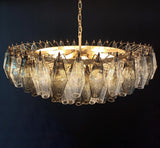 Murano-Style Poliedri Faceted Transparent Smoked Glass Chandelier