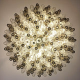Murano-Style Poliedri Faceted Transparent Smoked Glass Chandelier