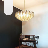Murano-Style Poliedri Faceted Transparent Smoked Glass Chandelier