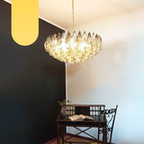 Murano-Style Poliedri Faceted Transparent Smoked Glass Chandelier