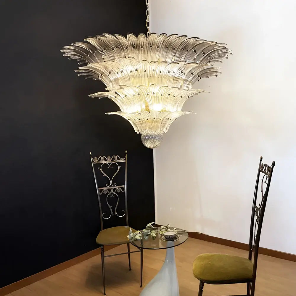 Palmette Murano-Style Smoked Glass Chandelier