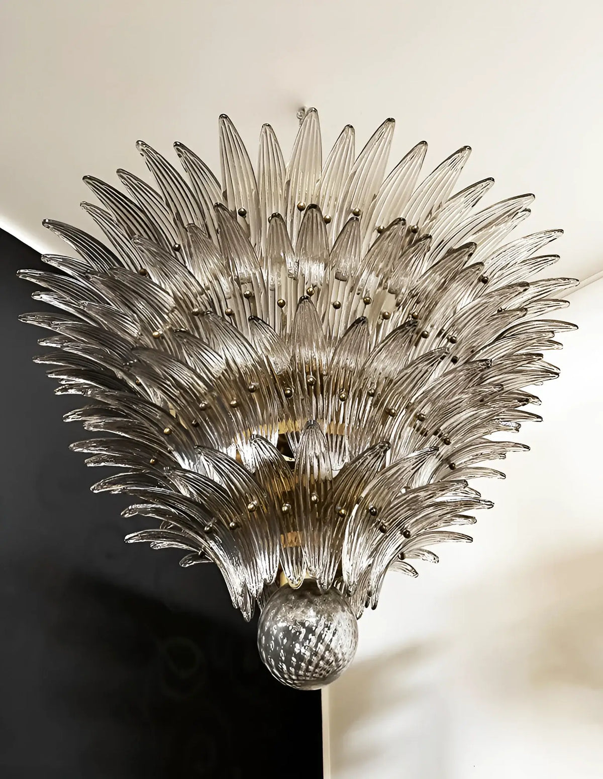 Palmette Murano-Style Smoked Glass Chandelier