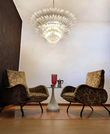 Murano-Style Palmette Glass Transparent Chandelier