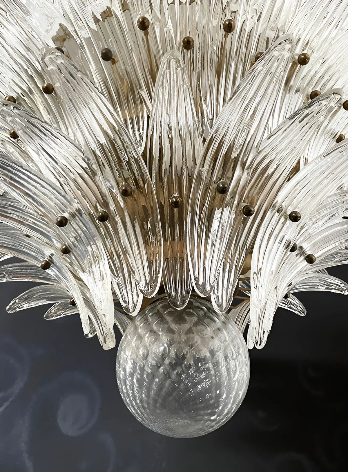 Murano-Style Palmette Glass Transparent Chandelier