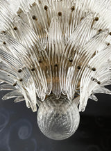 Murano-Style Palmette Glass Transparent Chandelier