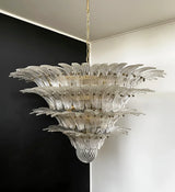 Murano-Style Palmette Glass Transparent Chandelier