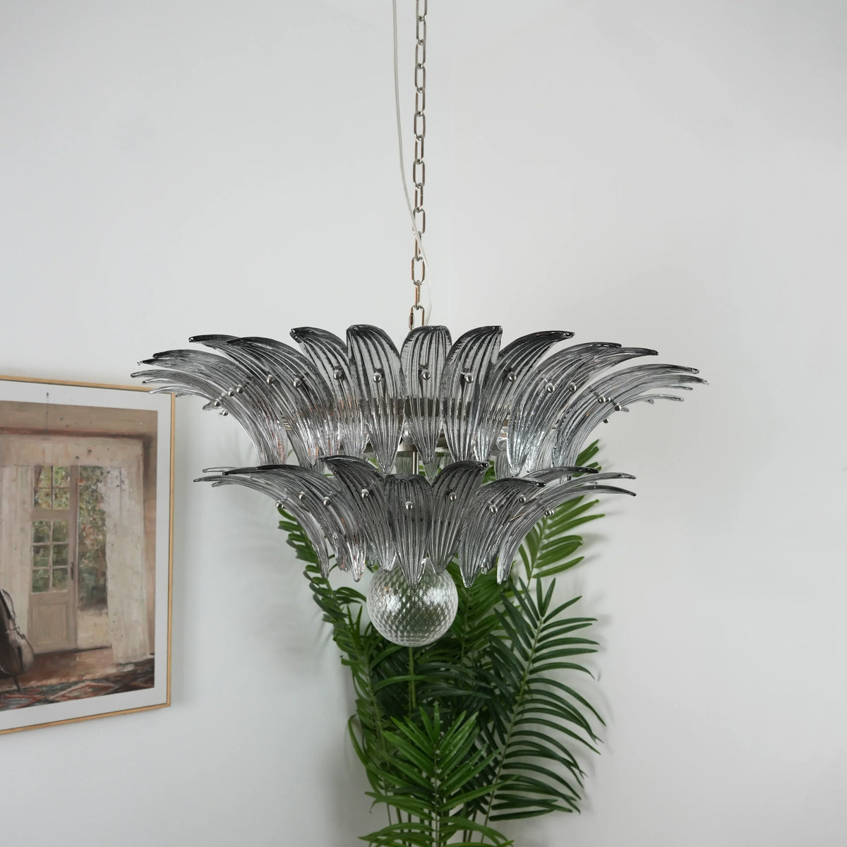 Murano-Style Palmette Smoked Chandelier